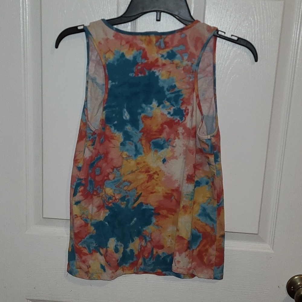 Ambiance Womens Plus Tye Dye Light Blue Pink Red Orange Yellow 95% Cotton SZ 1X - Picture 2 of 7